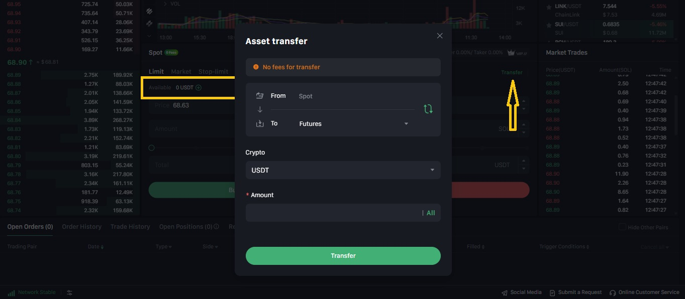 نمایش موجودی Available در پنل خرید و فروش مارکت